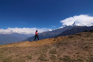 Hiker woman on Mount Kenya enjoying outdoor adventure